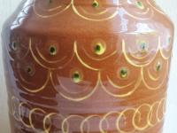 Redware 13 inch Jar with Stamped Pattern and Lead Free Glaze