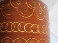 Redware 13 inch Jar with Stamped Pattern and Lead Free Glaze