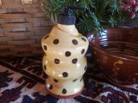 Redware Soap or Lotion Dispenser Bottle with Black Dots