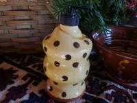 Redware Soap or Lotion Dispenser Bottle with Black Dots