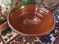 Redware 11 in Bowl with Feather Pattern