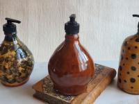 Redware Soap or Lotion Dispenser Jug with Lead-Free Glaze
