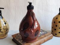 Redware Soap/Lotion Dispenser with Black Dapples