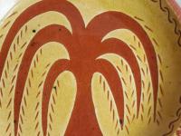Redware 9 in Plate with Weeping Willow Sgraffito Decoration