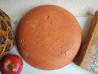 Redware 9 in Plate with Weeping Willow Sgraffito Decoration