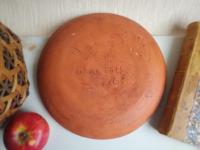 Redware 9 in Plate with Dove Sgraffito Motif
