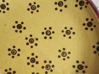 Redware 11 in Plate with Black and White Dots Pattern