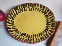 Redware Oval Platter with Black Pattern