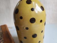 Redware Soap or Lotion Dispenser Bottle with Black Dots