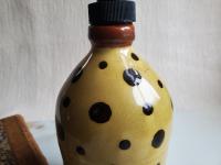 Redware Soap or Lotion Dispenser Bottle with Black Dots