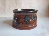 Large Redware Soap Dish with Black Spangles and Black Glaze Accents