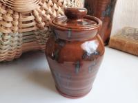 Redware Sugar or Spice Jar with Spangles (a)