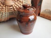Redware Sugar or Spice Jar with Spangles (a)
