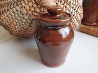 Redware Sugar or Spice Jar with Spangles (a)