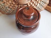 Redware Sugar or Spice Jar with Spangles (a)