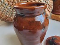 Redware Sugar or Spice Jar with Spangles (a)