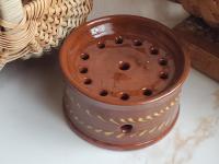 Large Redware Soap Dish with Slip Decoration