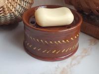 Large Redware Soap Dish with Slip Decoration