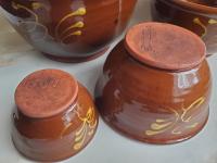 Redware Nesting Bowls with Feather Motif