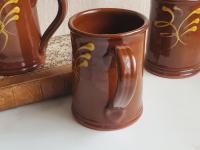 Redware 16 oz. Mug with "Feather" Slipware Motif