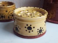 Redware Soap Dish with Stamped Pattern