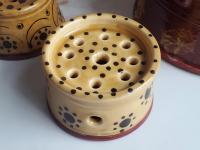 Redware Soap Dish with Stamped Pattern