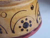 Redware Soap Dish with Stamped Arch and Dot Pattern