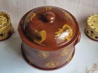 Redware Large Covered Serving Dish