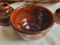 Redware 4 inch Bowl with Feather Motif