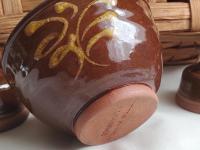 Redware 4 inch Bowl with Feather Motif