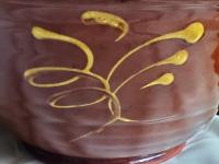 Redware 10 in Large Bowl with Feather Motif