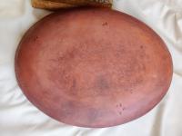 Redware Oval Platter with Black Polka Dots