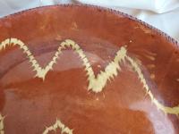 Redware 13 in. Large Platter with Slip Motif