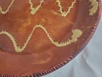 Redware 13 in. Large Platter with Slip Motif