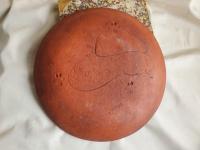 Redware 11 inch Plate with Birds Eating Berries Sgraffito Motif