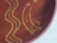 Redware 11 inch Plate with Traditional Slipware Motif