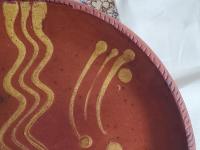 Redware 11 inch Plate with Traditional Slipware Motif