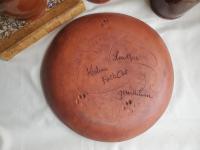 Redware 11 inch Plate with Flower Basket Sgraffito Motif