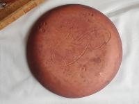 Redware 9 in Plate with Stamped Pattern