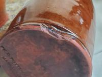 Redware Soap/Lotion Dispenser Bottle with Feather Motif
