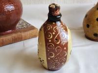 Redware Bottle with Stamped Decoration and Lead-Free Glaze