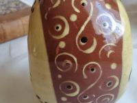Redware Bottle with Stamped Decoration and Lead-Free Glaze