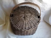 Large Primitive Splint Basket with Attached Lifting Lid