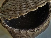 Large Primitive Splint Basket with Attached Lifting Lid