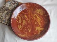 Redware 11 inch Plate with Marbled Motif