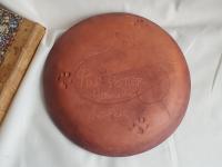 Redware 9 in. Plate with "Feather" Motif
