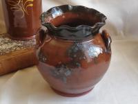 Redware Pot with Ruffled Rim