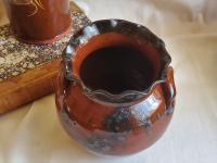 Redware Pot with Ruffled Rim