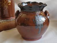 Redware Pot with Ruffled Rim