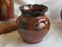 Redware Pot with Ruffled Rim